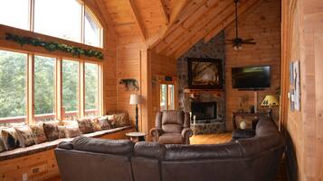 Smart TV, fireplace, video games, books