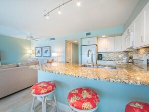 Fridge, microwave, oven, stovetop - Coquina Beach Club #205: Gulf front condo with balcony (Bradenton Beach)