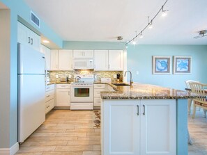 Fridge, microwave, oven, stovetop - Coquina Beach Club #205: Gulf front condo with balcony (Bradenton Beach)