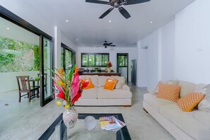 Living area - Contemporary ground-level suite with large patio, walk to the beach (Uvita)