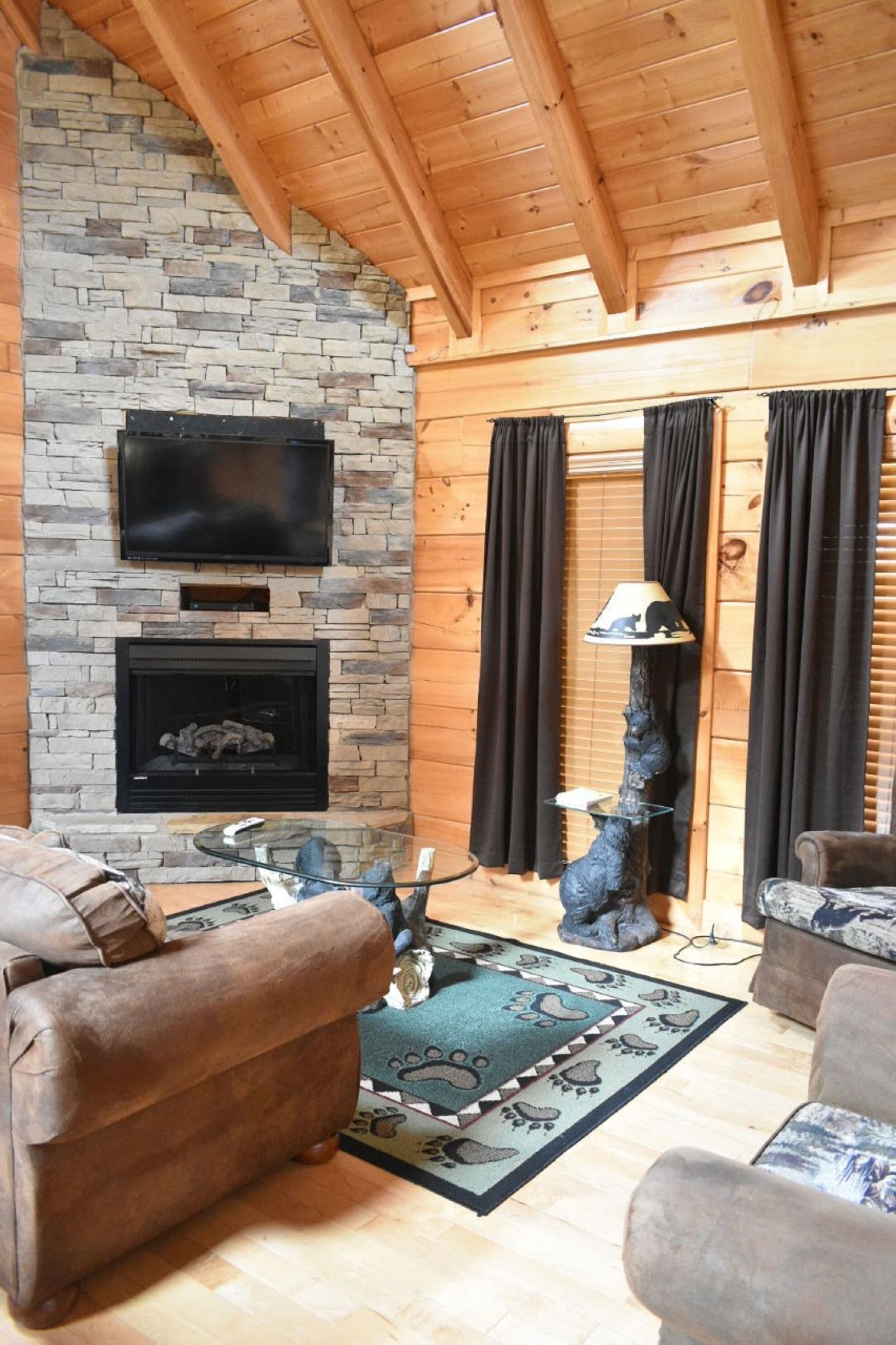 Flat-screen TV, fireplace, video games