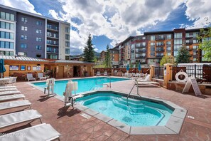 Outdoor pool, a heated pool - Ski-in Ski-Out PENTHOUSE STUDIO w/KING bed at The Canyons Slope & gondola views! (Park City)