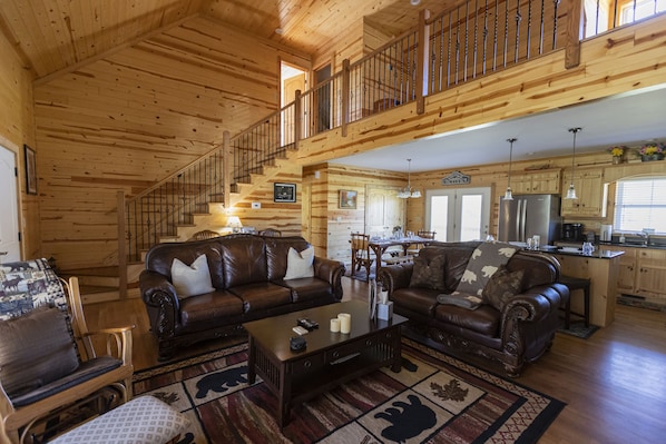 TV, fireplace, DVD player, books - OUR LAST NICKEL CABIN on Southfork of NEW River with Amazing firepit an Roomy (Todd)