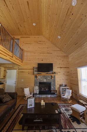 TV, fireplace, DVD player, books - OUR LAST NICKEL CABIN on Southfork of NEW River with Amazing firepit an Roomy (Todd)