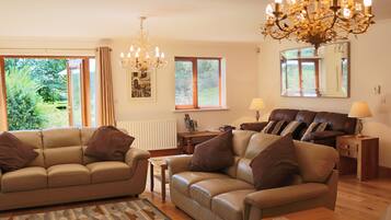 Smart TV, fireplace, video games, DVD player