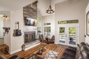 Smart TV, fireplace, video games, table football