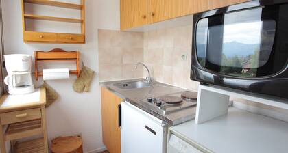 Studio fonctionnel 4 pers. au coeur de la station, balcon, face aux pistes