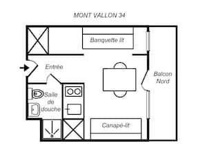 Floor plan - Quiet studio with balcony, parking and pets allowed (Méribel)