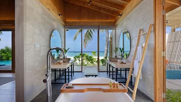 Presidential Beach Villa with Pool | Bathroom | Separate tub and shower, deep soaking tub, rainfall showerhead