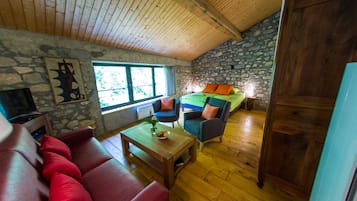 Superior Double Room, 1 King Bed with Sofa bed (La Forêt) | Living area | Flat-screen TV, DVD player, table tennis, books