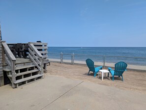 Terrace/patio - Nantucket Style oceanfront home directly on a sandy beach (Marshfield)