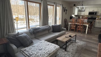 Smart TV, chimenea, reproductor de DVD y libros