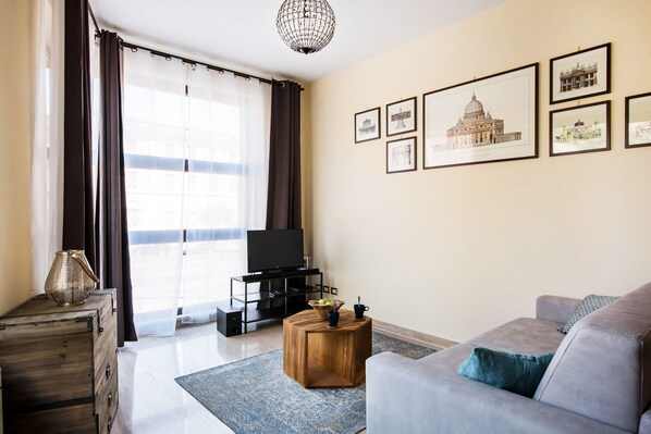 TV, DVD player, video library