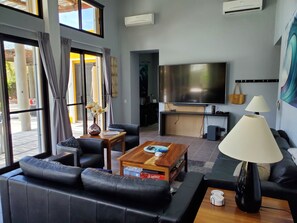 Smart TV, table tennis, video library, computer monitors