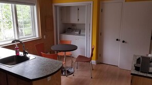 Microwave, coffee/tea maker, cookware/dishes/utensils