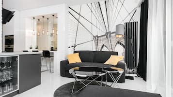 Departamento Deluxe | Sala de estar | Televisión de pantalla plana y Netflix