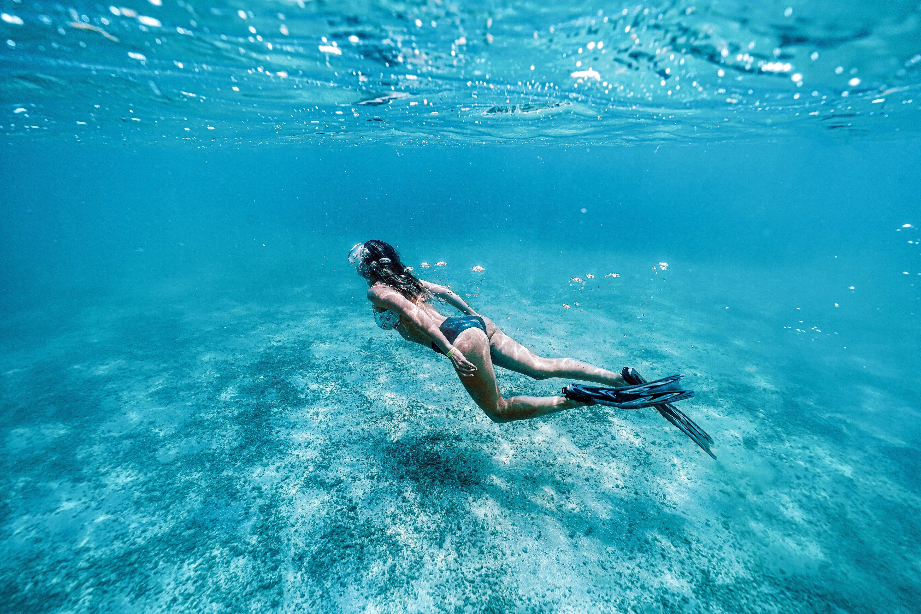 on the beach, sun-loungers, beach umbrellas, beach bar