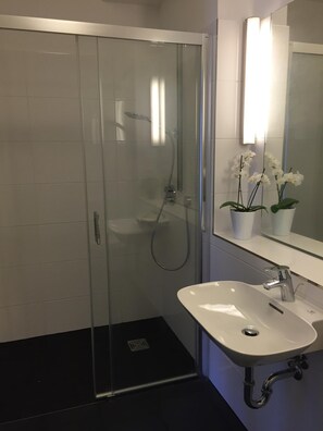 Een douche, gratis toiletartikelen, een haardroger, handdoeken