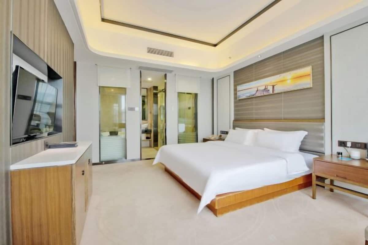 خزنة داخل الغرفة ومكتب وستائر تعتيم ومكواة/لوح كي