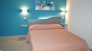 Desk, free WiFi, bed sheets