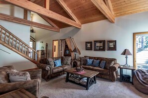 Smart TV, fireplace, video games, DVD player