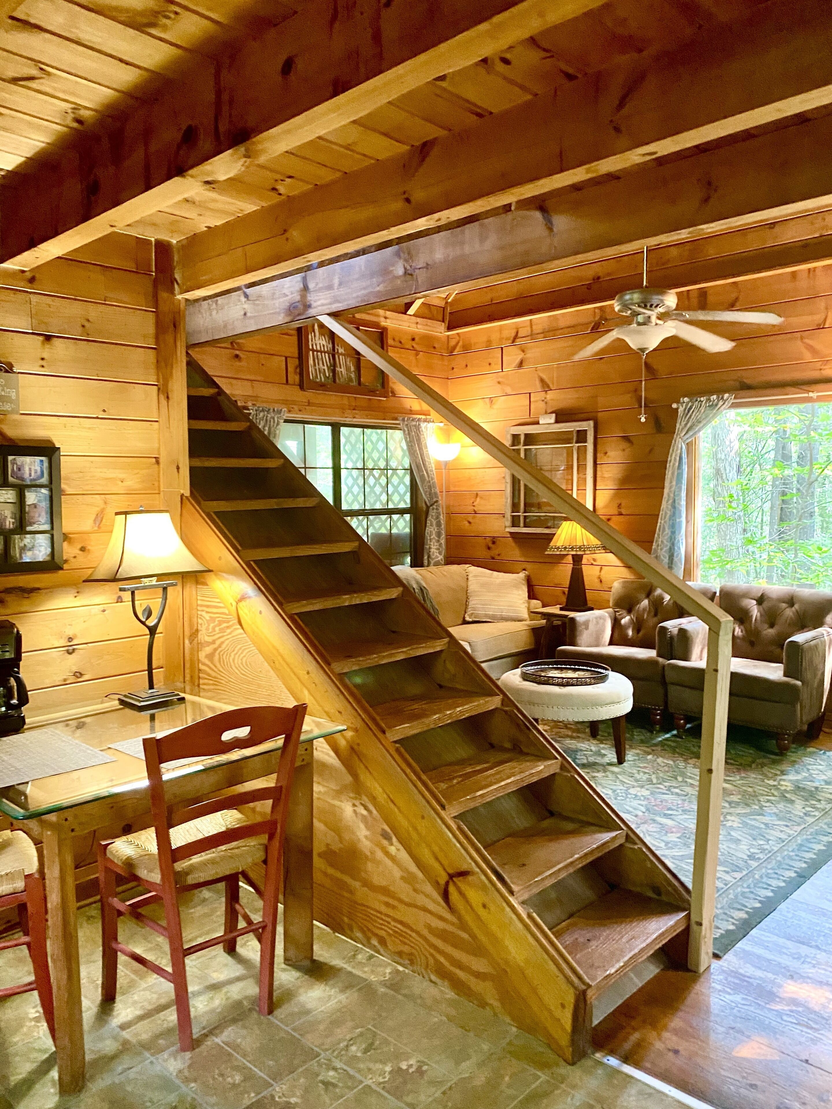 Log! Tiny home.Pond view.Owner built.Old growth secluded woods yet near town. 
