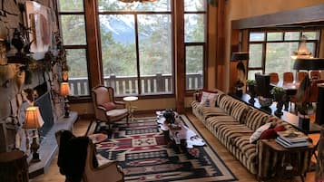 Smart TV, fireplace, DVD player, video library