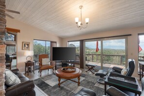 Smart TV, DVD player, books, video library