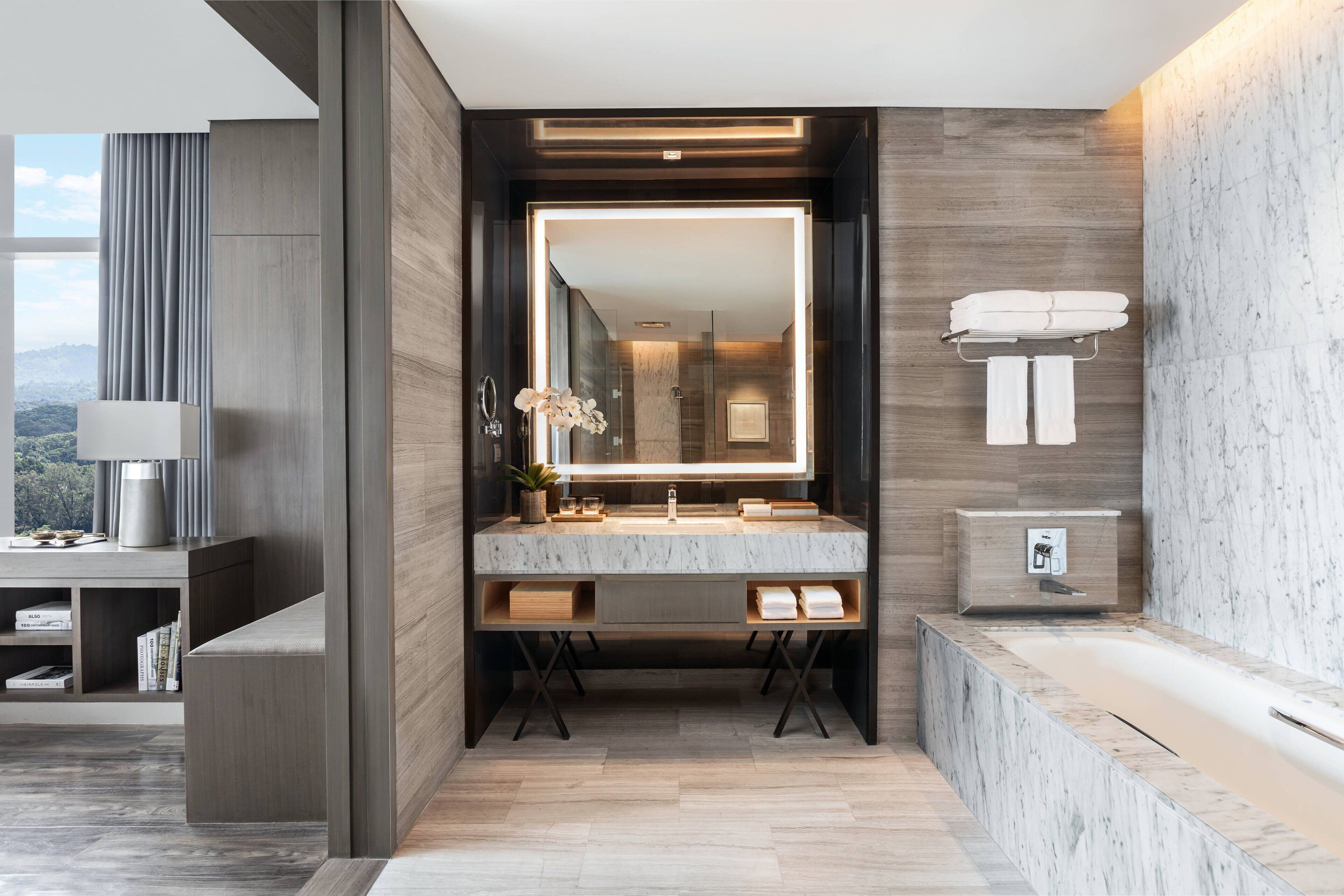 hair dryer, bathrobes, slippers, bidet