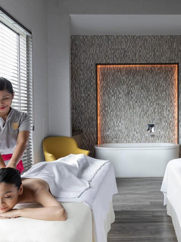 Steam room, body treatments, hot stone massages, deep-tissue massages