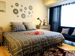 1 bedroom, iron/ironing board, Internet, bed sheets