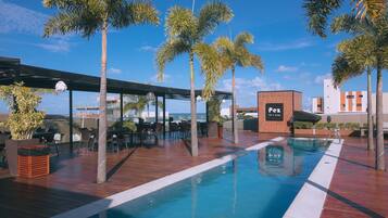 Outdoor pool, open 6:00 AM to 5:00 PM, sun loungers