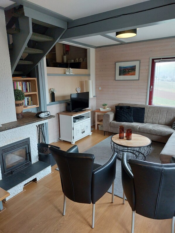 Smart TV, fireplace, DVD player, ping pong