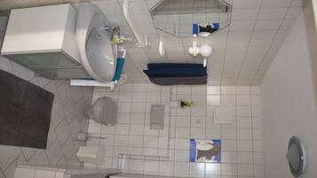 Hair dryer, towels, toilet paper