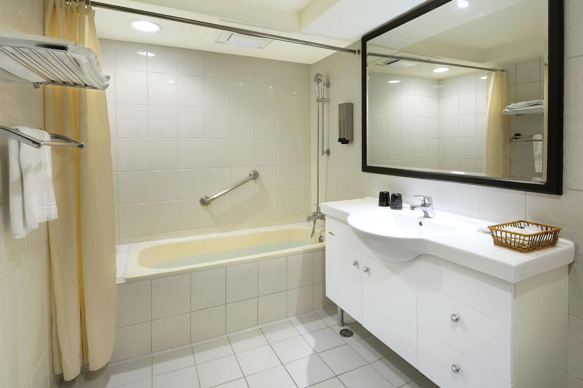 standard double room, 1 double bed | bathroom | free toiletries, hair dryer, slippers, towels