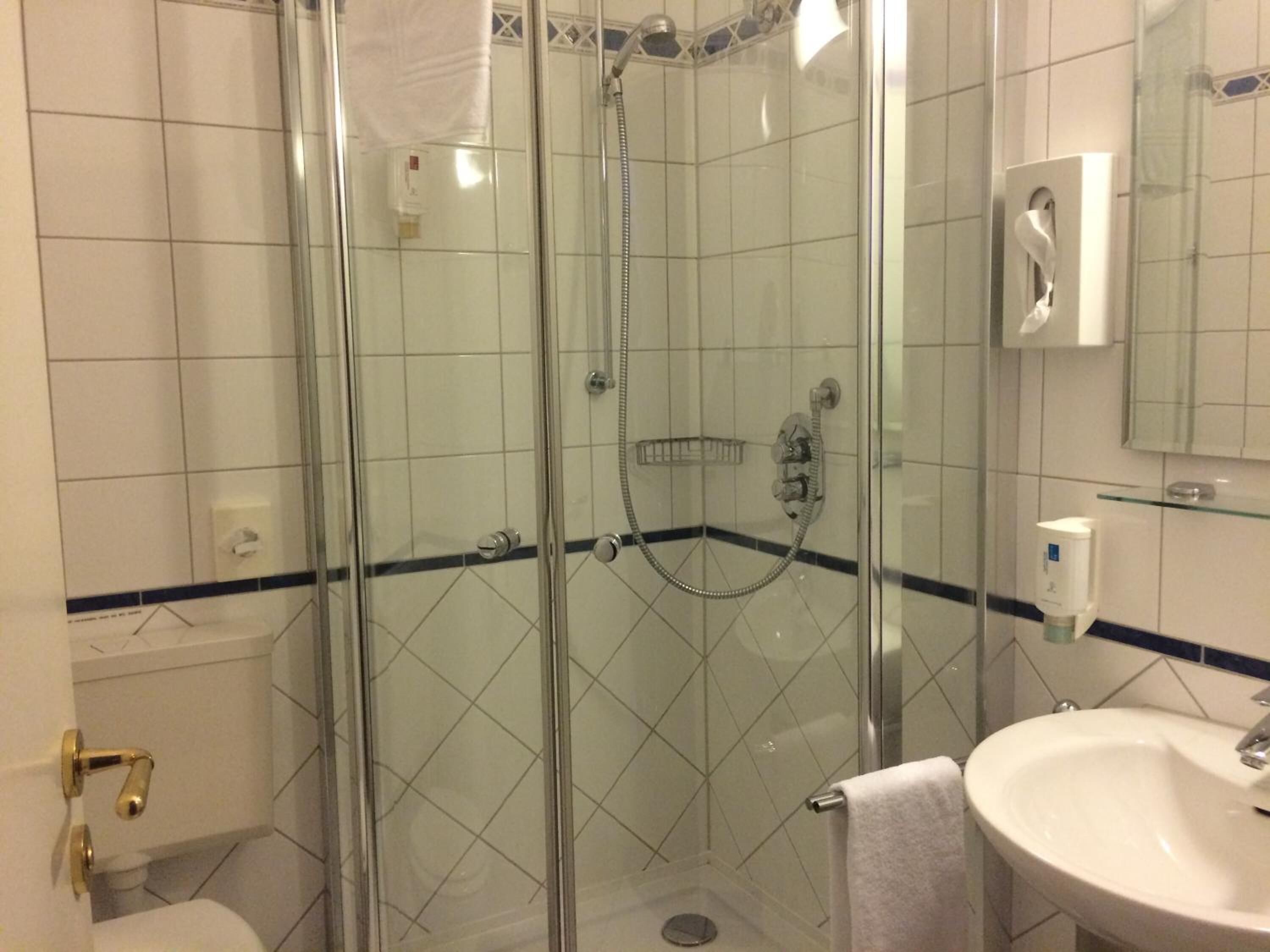 free toiletries, hair dryer, towels