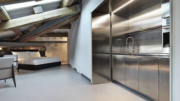 Deluxe Apartment, 1 Bedroom | Private kitchen | Fridge, stovetop, dishwasher, coffee/tea maker