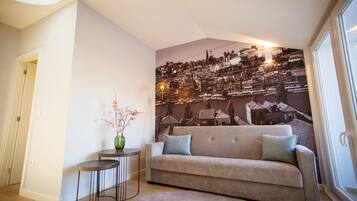 Loft, 2 Schlafzimmer, Balkon, Flussblick | Wohnzimmer