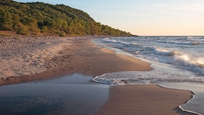 A beach with a forested hill in the background. - Tastecelebration Residence (Brosarp)
