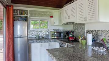 Comfort House, 2 Bedrooms, Private Pool, Ocean View | Private kitchen | Fridge, microwave, oven, stovetop