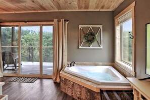 Combined shower/tub, jetted tub, hair dryer