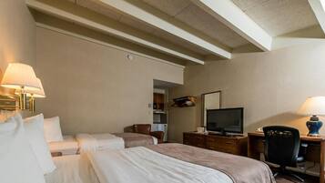 Premium bedding, desk, blackout drapes, soundproofing