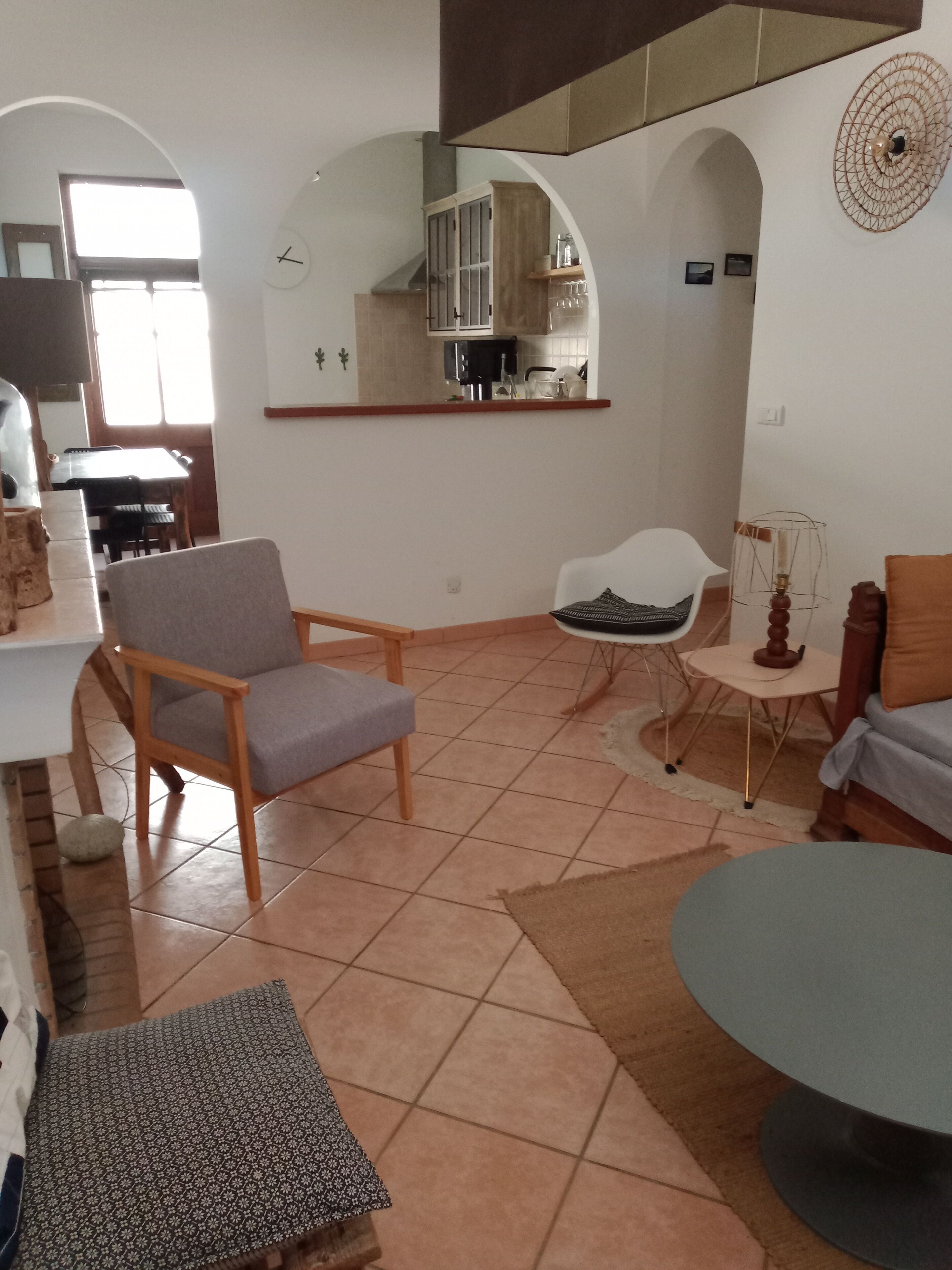 TV, fireplace, books