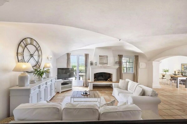 Smart TV, DVD player, books, video library