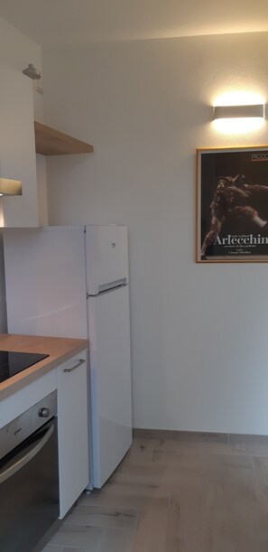 Fridge, oven, stovetop, coffee/tea maker