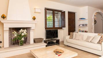 Een smart-tv, een open haard, videogames en een dvd-speler