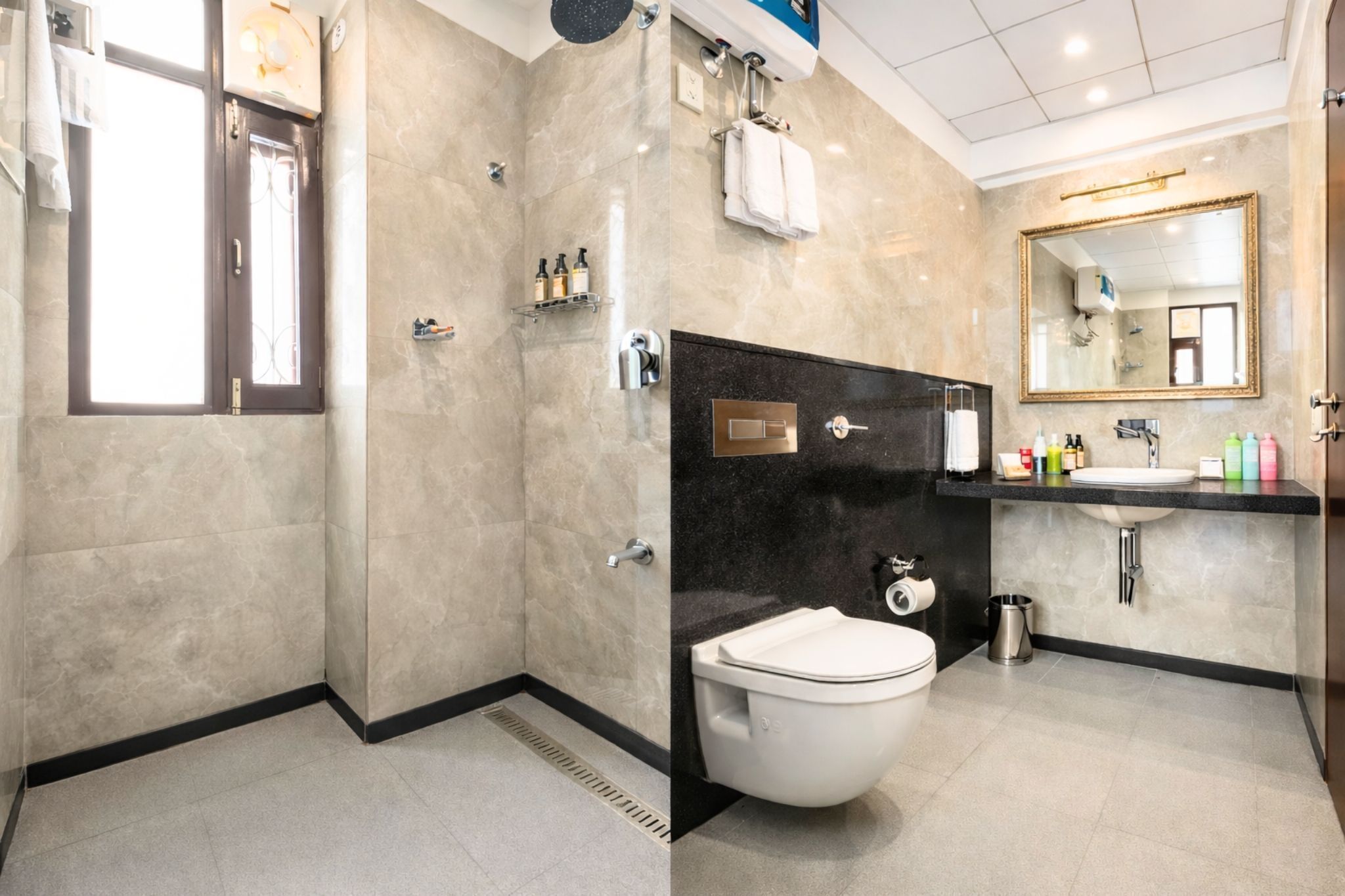 Habitación ejecutiva doble, 1 habitación, baño privado, vistas al jardín | Baño | Ducha, artículos de higiene personal gratuitos y secador de pelo