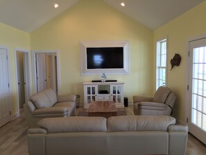 Smart TV, chimenea y reproductor de DVD 