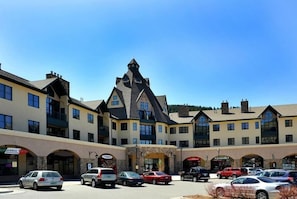 Experience the unique architecture of this hotel, featuring a striking pointed roof and symmetrical facade.