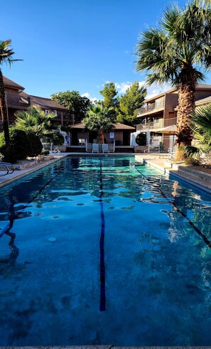Outdoor pool, a heated pool - St George Getaway 1 Bedroom Condo, Sleeps 5, Full Kitchen, Sports Village Resort (St George)